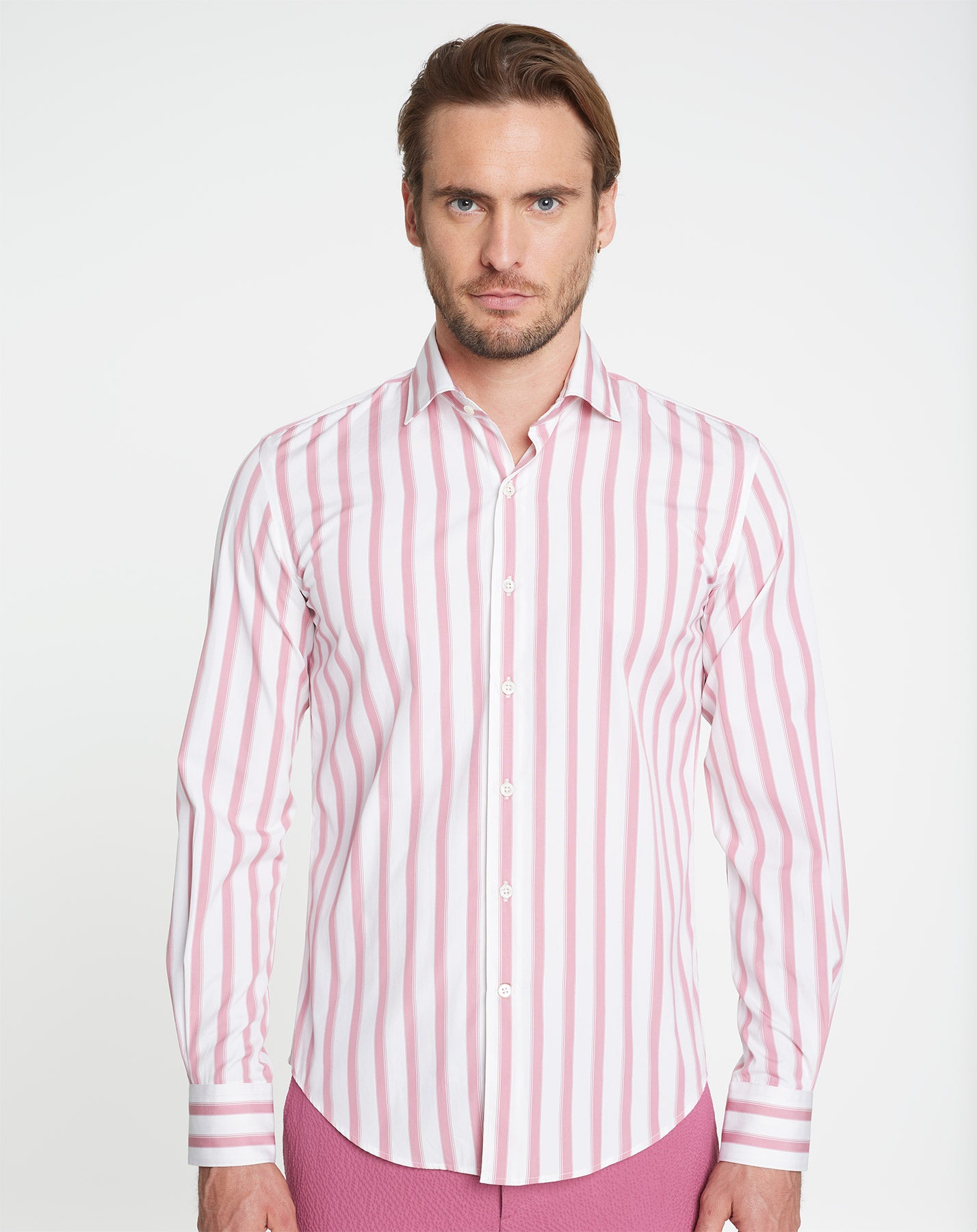 Chemise en Coton Bio SAINT TROPEZ rayures rose Smalto