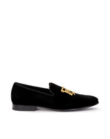 Evening loafers in black velvet with gold embroidery FS ODESSA-VELLUTO