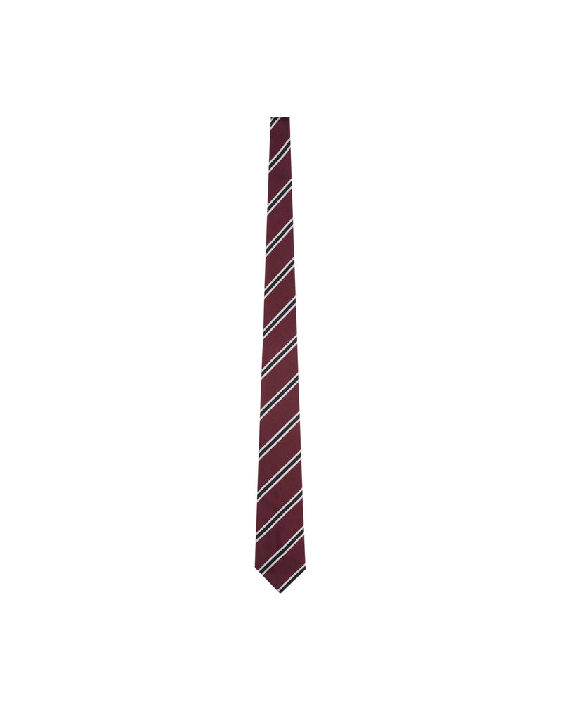 Burgundy navy and white Club stripes silk tie Adol