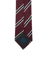 Burgundy navy and white Club stripes silk tie Adol